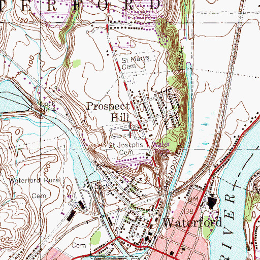 Topographic Map of Saint Josephs Cemetery, NY