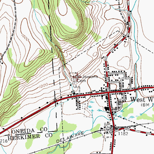 Topographic Map of Saint Joseph's Cemetery, NY