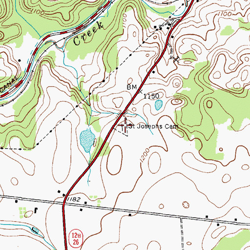 Topographic Map of Saint Josephs Cemetery, NY