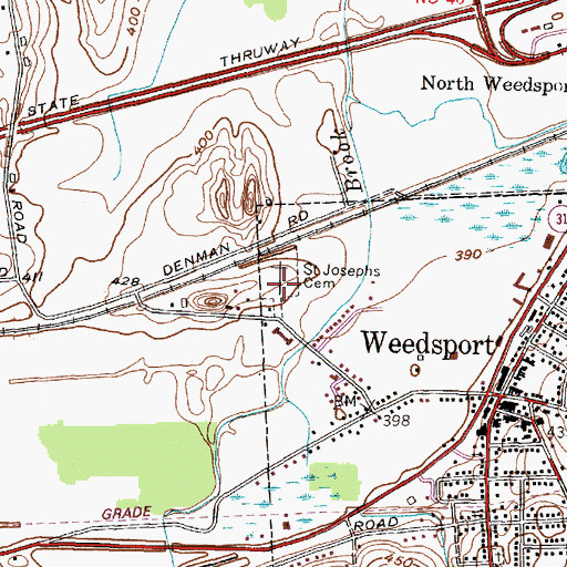 Topographic Map of Saint Josephs Cemetery, NY