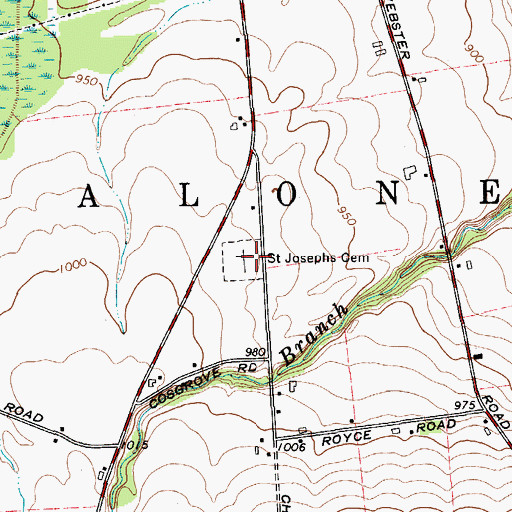 Topographic Map of Saint Josephs Cemetery, NY