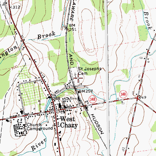 Topographic Map of Saint Josephs Cemetery, NY