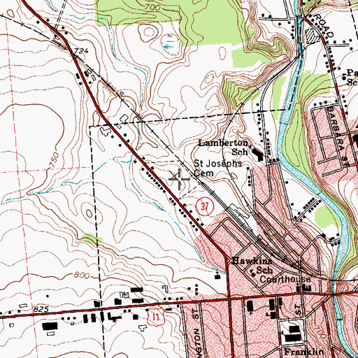 Topographic Map of Saint Josephs Cemetery, NY