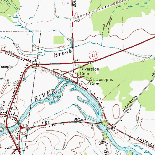 Topographic Map of Saint Josephs Cemetery, NY