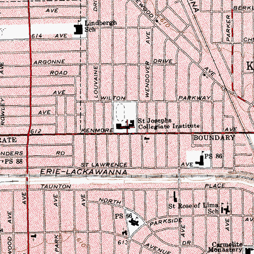 Topographic Map of Saint Josephs Collegiate Institute, NY