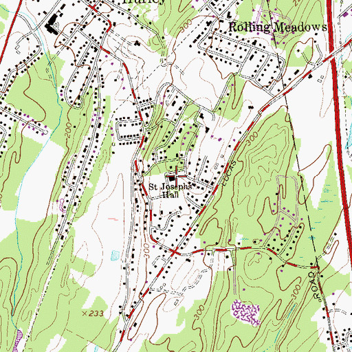 Topographic Map of Saint Josephs Hall, NY