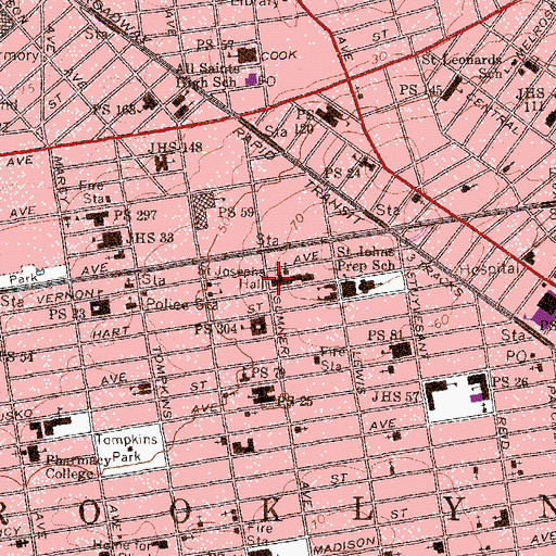 Topographic Map of Saint Josephs Hall, NY