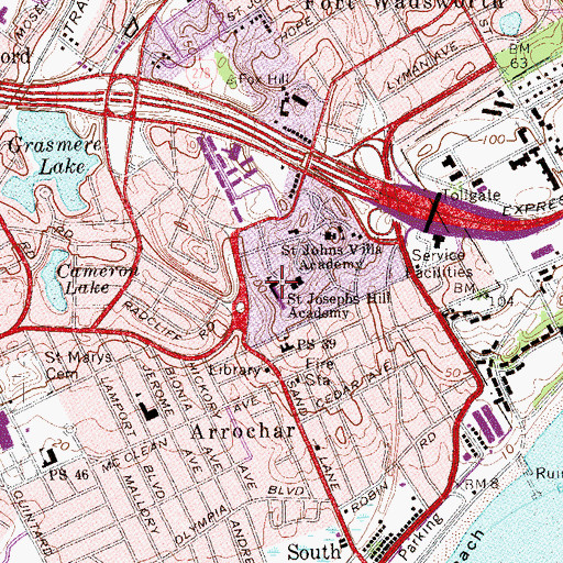 Topographic Map of Saint Joseph's Hill Academy for Girls, NY