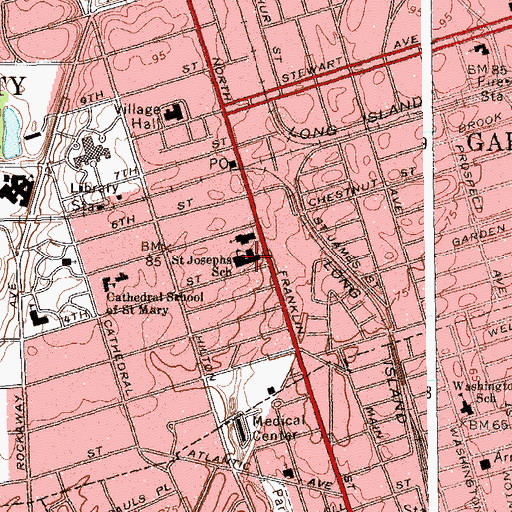 Topographic Map of Saint Josephs School, NY