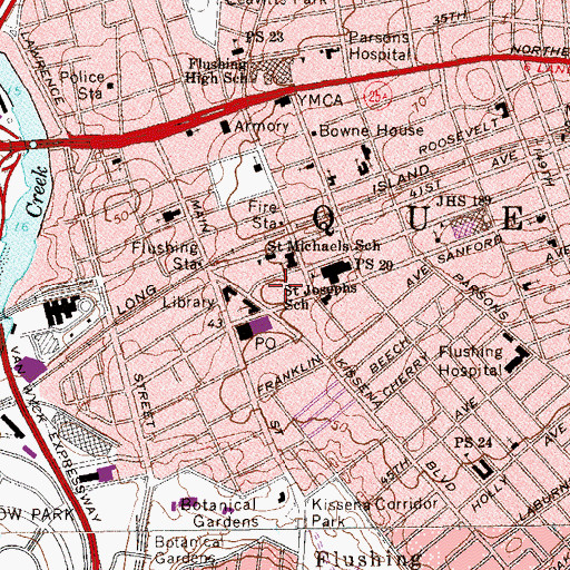 Topographic Map of Saint Josephs School, NY