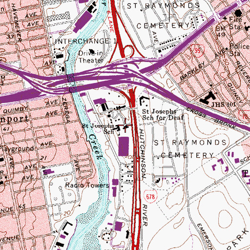 Topographic Map of Monsignor Scanlan High School, NY