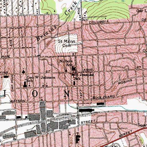 Topographic Map of Saint Josephs School, NY