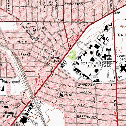 Topographic Map of Saint Josephs School, NY