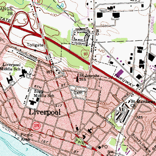 Topographic Map of Saint Josephs School, NY