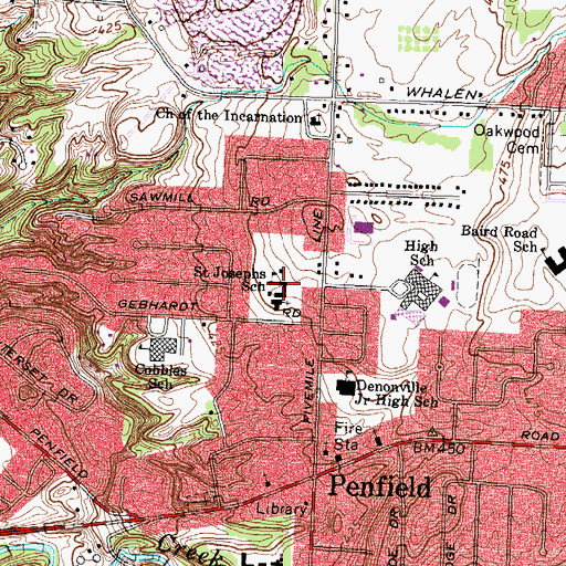 Topographic Map of Saint Josephs School, NY