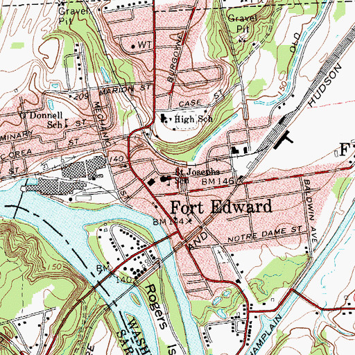 Topographic Map of Saint Josephs School, NY