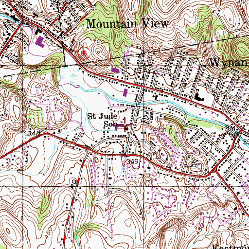 Topographic Map of Saint Jude School, NY