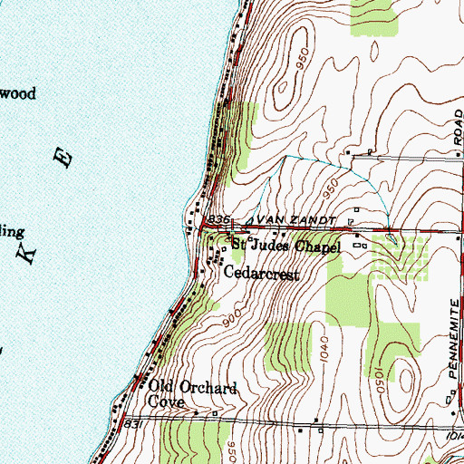 Topographic Map of Saint Judes Chapel, NY