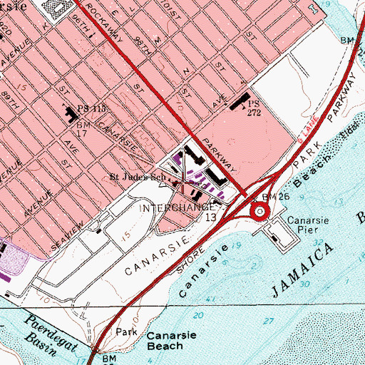 Topographic Map of Saint Judes School, NY