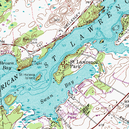 Topographic Map of Saint Lawrence Park, NY