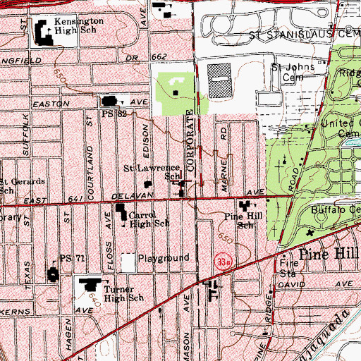 Topographic Map of Saint Lawrence School, NY