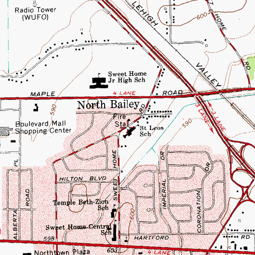 Topographic Map of Saint Leos School, NY