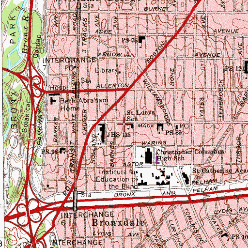 Topographic Map of Saint Lucy School, NY