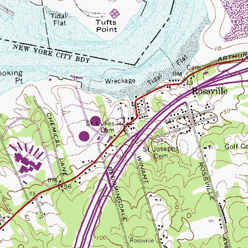 Topographic Map of Saint Lukes Cemetery, NY