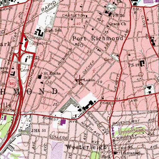 Topographic Map of Saint Lukes Church, NY