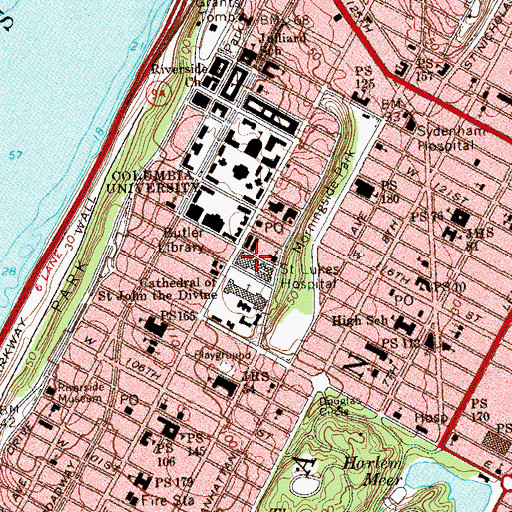 Topographic Map of Mount Sinai Saint Luke's Hospital, NY