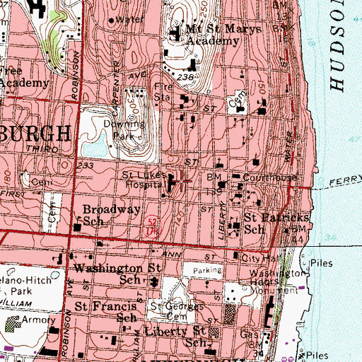 Topographic Map of Saint Luke's Cornwall Hospital - Newburgh Campus, NY