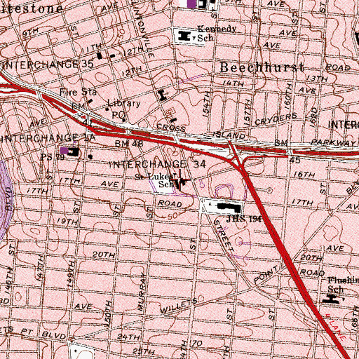 Topographic Map of Saint Lukes School, NY