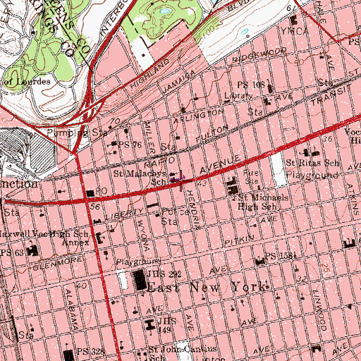 Topographic Map of Saint Malachys School, NY