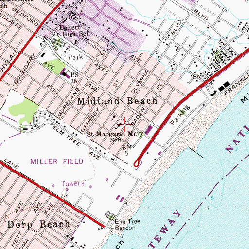 Topographic Map of Saint Margaret Mary School, NY
