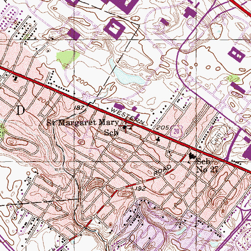 Topographic Map of Saint Margaret Mary School, NY