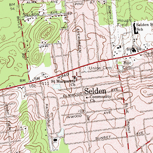 Topographic Map of Saint Margarets Church, NY