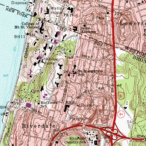 Topographic Map of Saint Margaret of Cortona School, NY