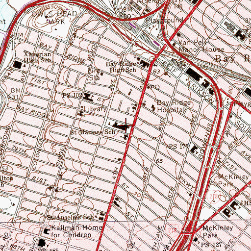 Topographic Map of Saint Mariaes School, NY