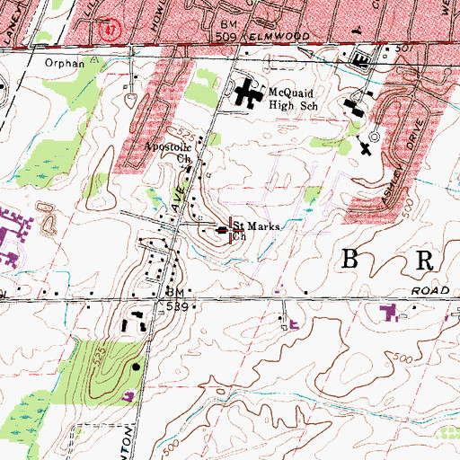 Topographic Map of Saint Marks Church, NY