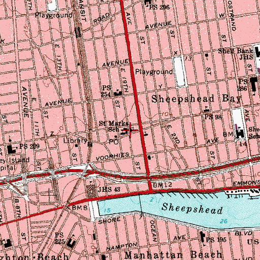 Topographic Map of Saint Mark School, NY