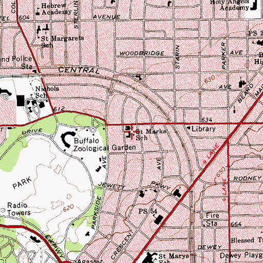 Topographic Map of Saint Marks School, NY