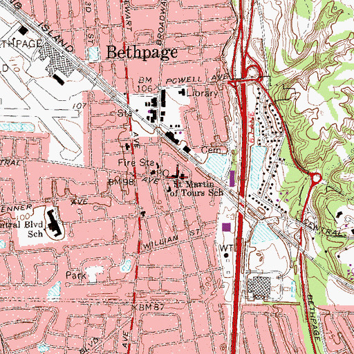 Topographic Map of LaSalle Regional School - Bethpage Campus, NY