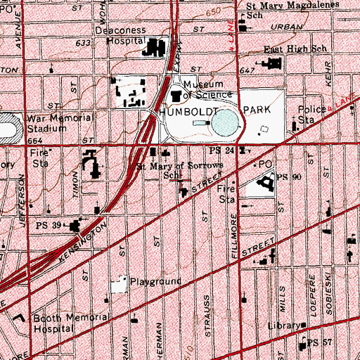 Topographic Map of Saint Mary of Sorrows School, NY