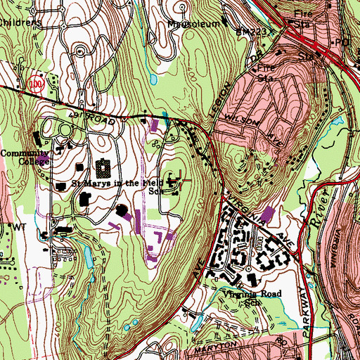 Topographic Map of Saint Marys in the Field School, NY