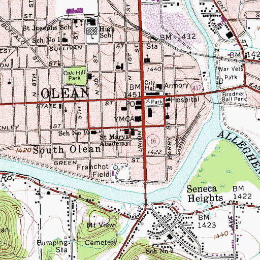 Topographic Map of Southern Tier Catholic School, NY