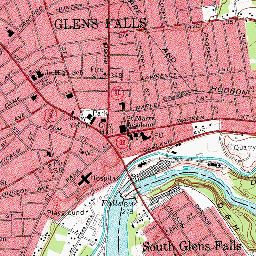Topographic Map of Saint Mary-Saint Alphonsus Regional Catholic School, NY