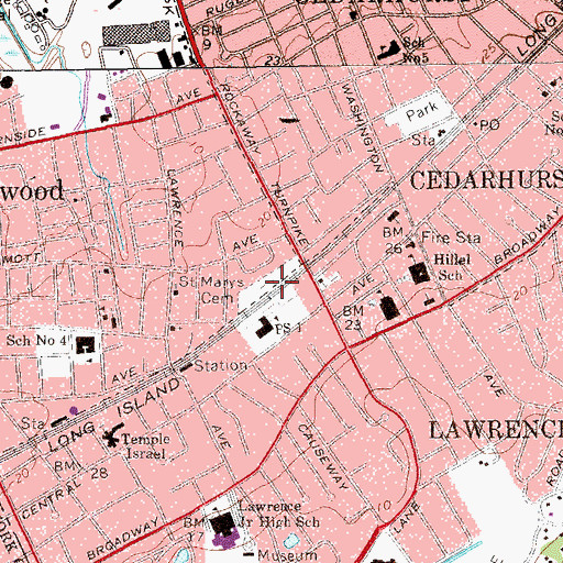Topographic Map of Saint Marys Cemetery, NY