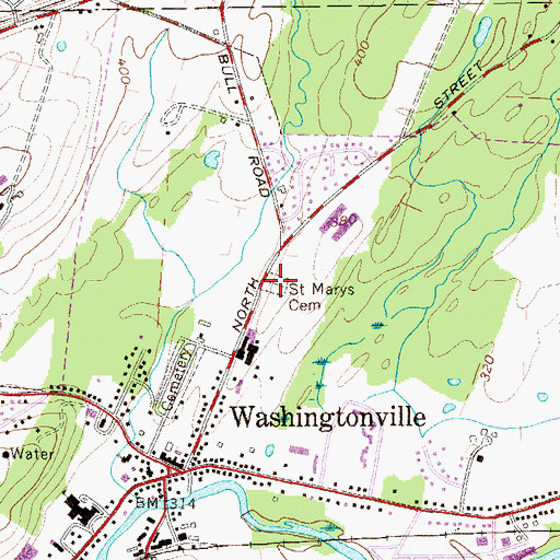 Topographic Map of Saint Mary's Cemetery, NY