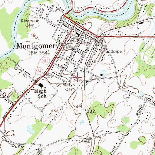 Topographic Map of Saint Marys Cemetery, NY