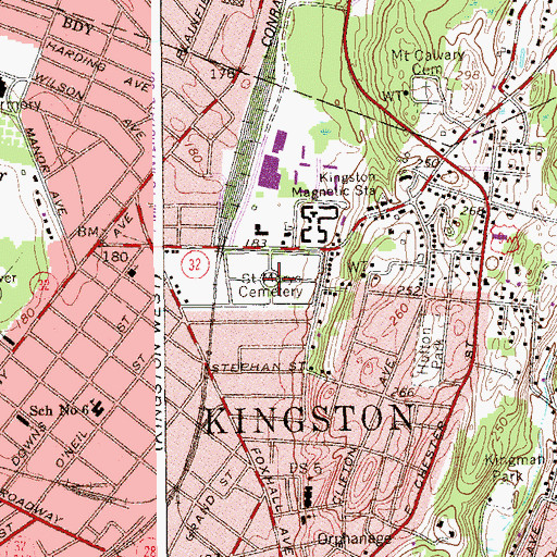 Topographic Map of Saint Marys Cemetery, NY